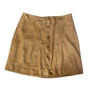 Altar'd State Faux Suede Snap Front Mini-Skirt Brown Size S Small